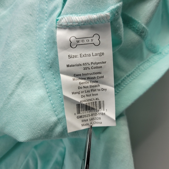 Woof Brand Pet Dog Love Spring Floral T Shirt Outfit Costume Size XL Teal Blue - Picture 9 of 11